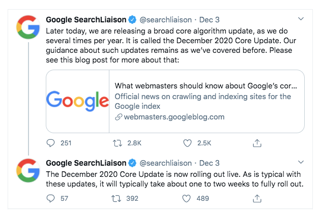 Google December 2020 Core Update