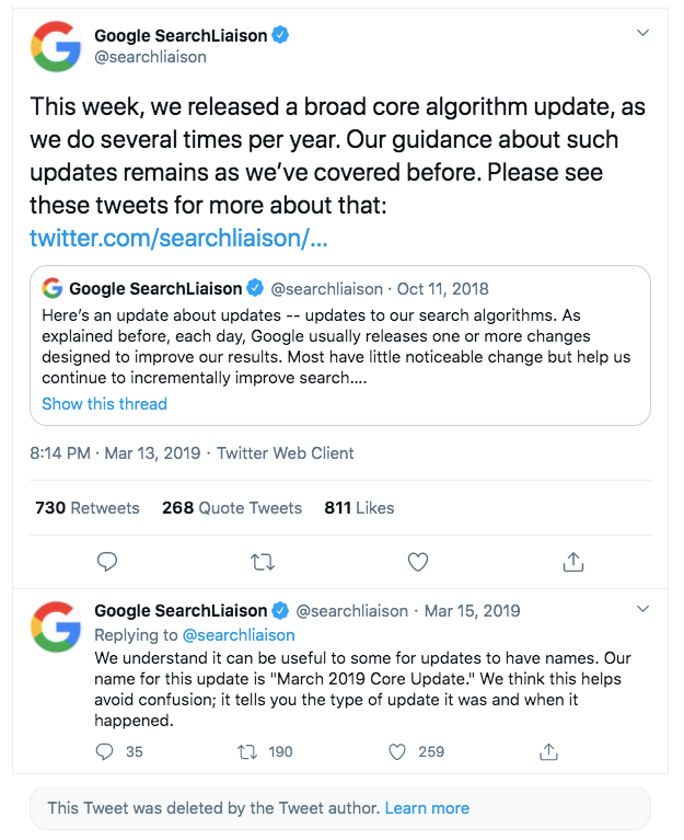 March 2019 Core Google Update