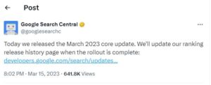 March 2023 Core Update