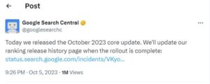 October 2023 Core Update